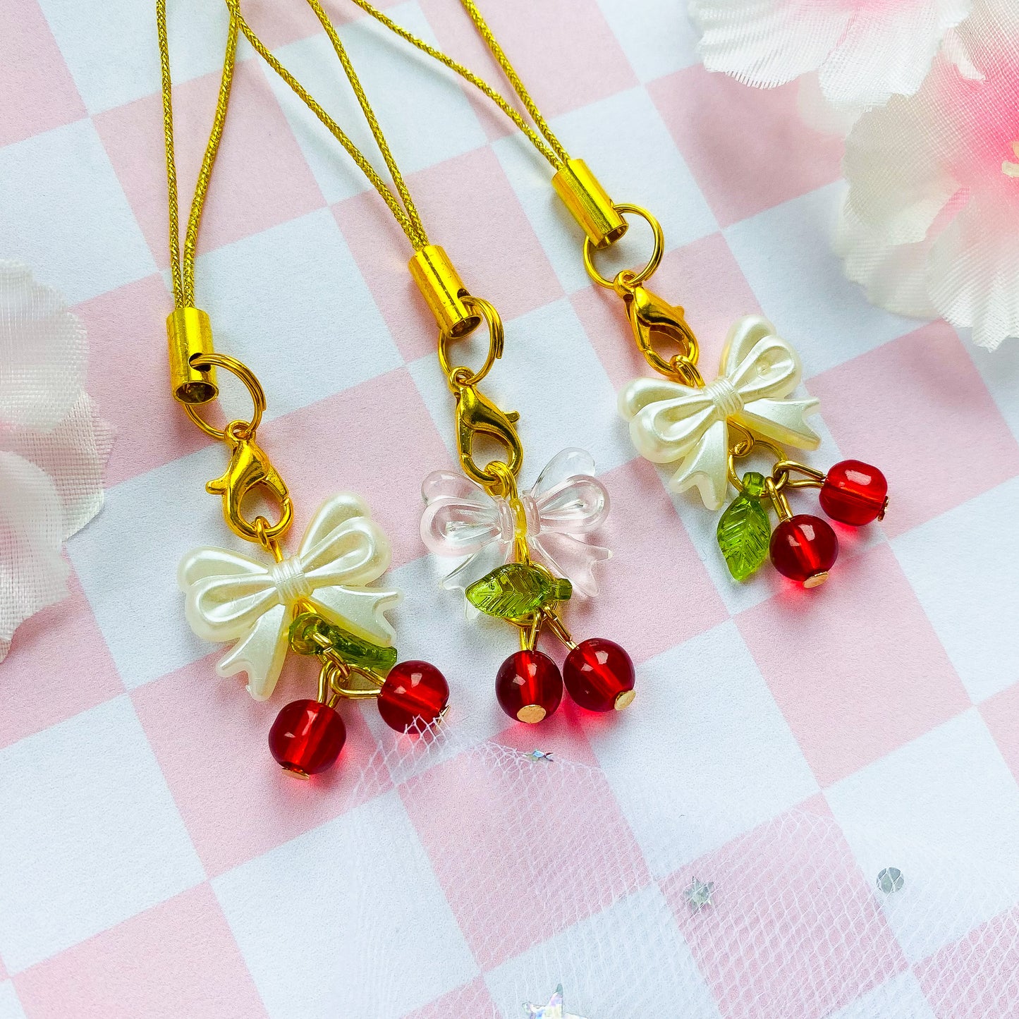 Cherries and Bow Phone Charms