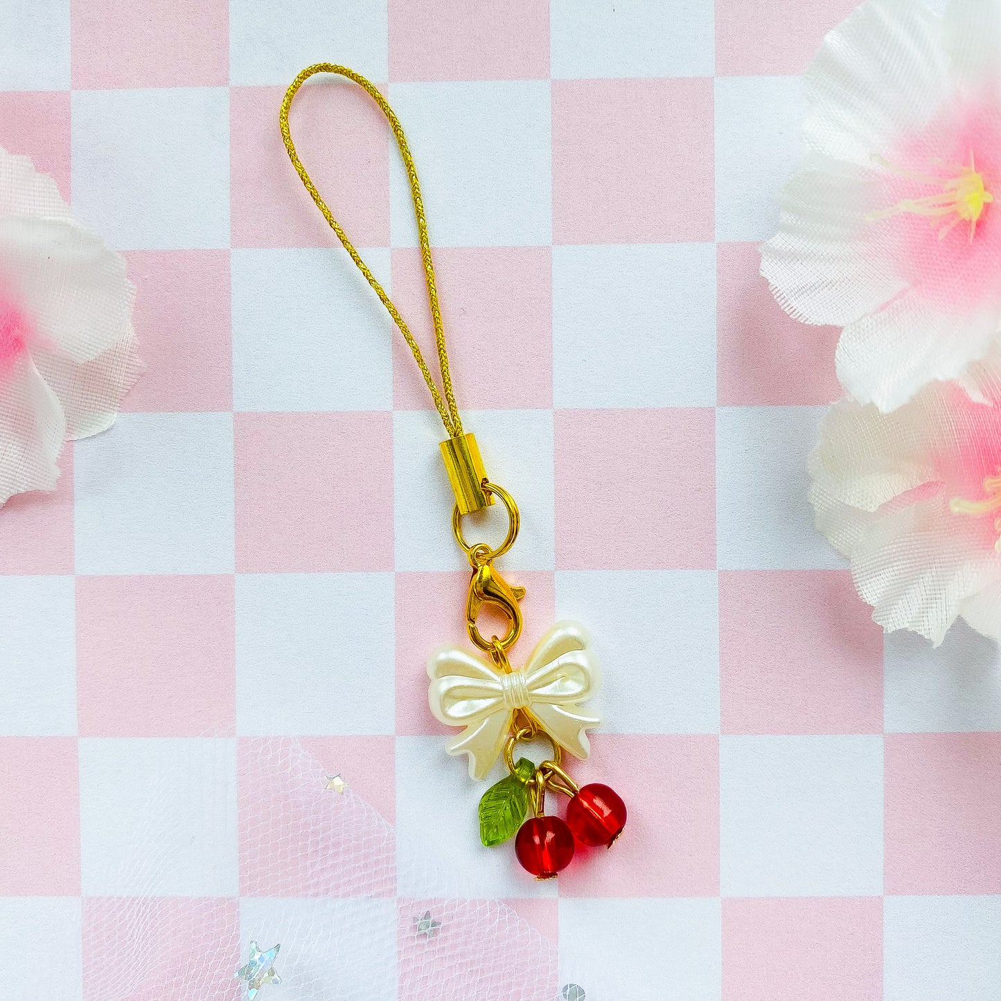 Cherries and Bow Phone Charms