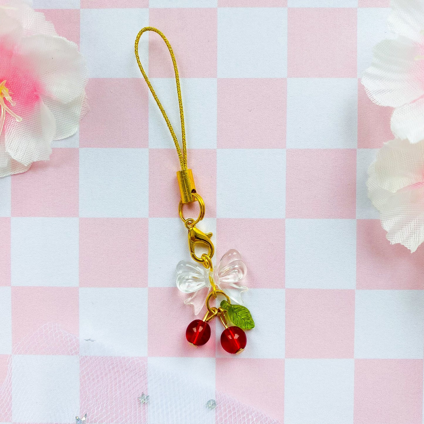 Cherries and Bow Phone Charms