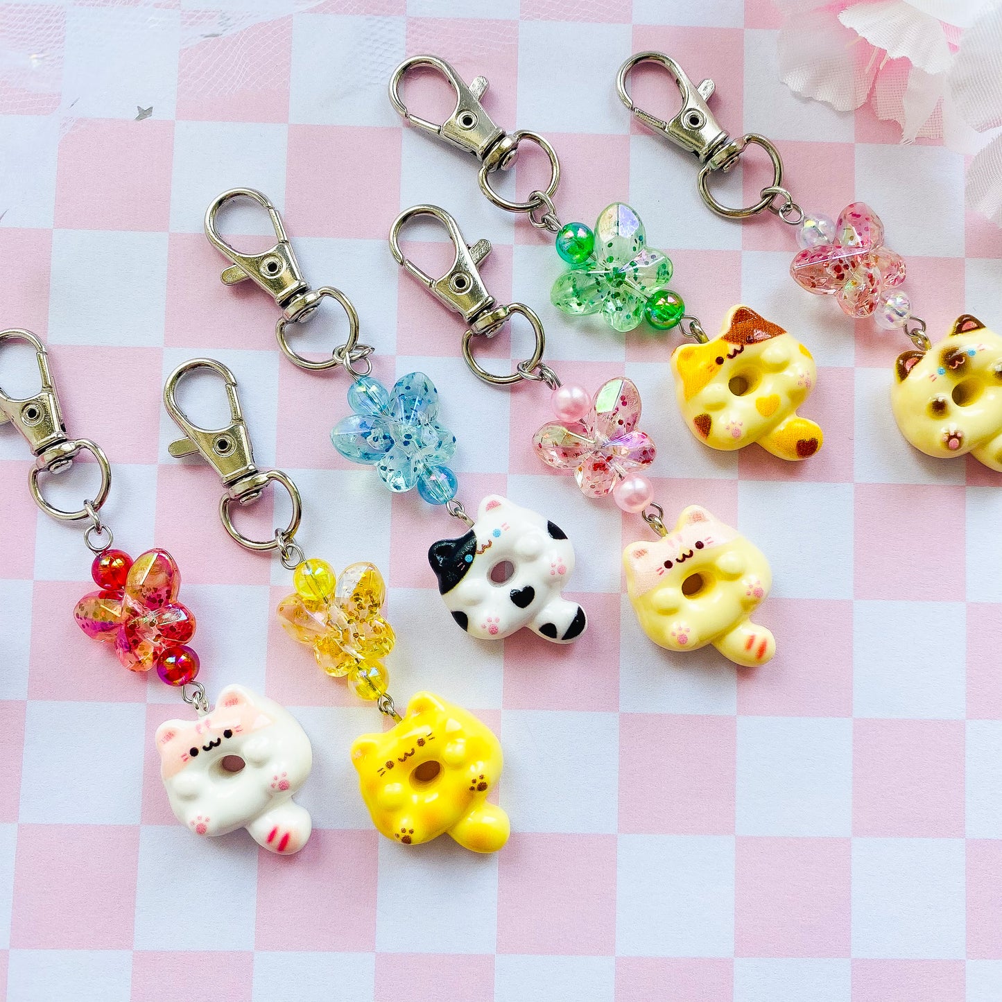 Cute Cat Donut Keychains