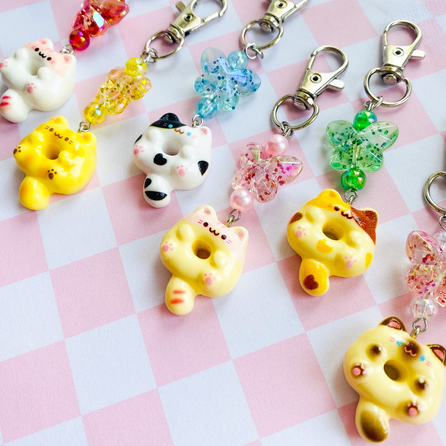 Cute Cat Donut Keychains