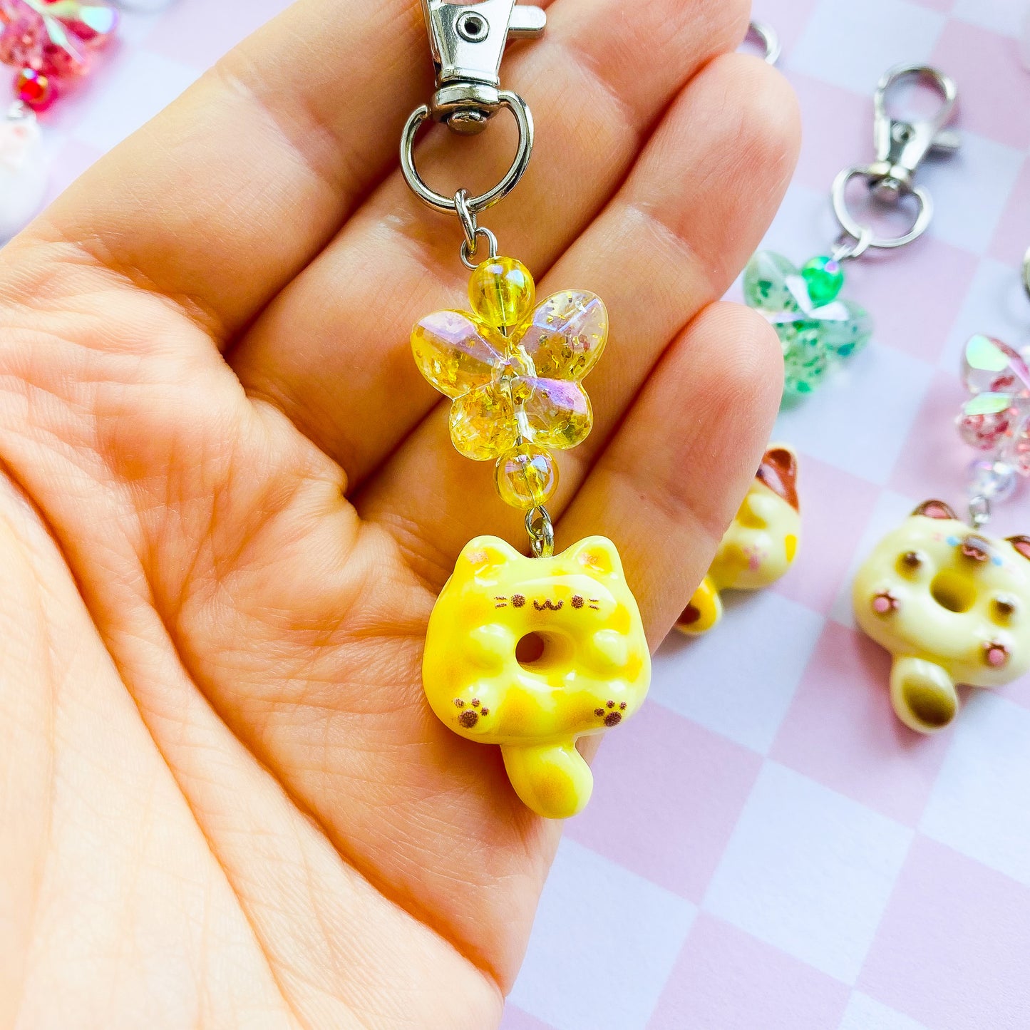 Cute Cat Donut Keychains