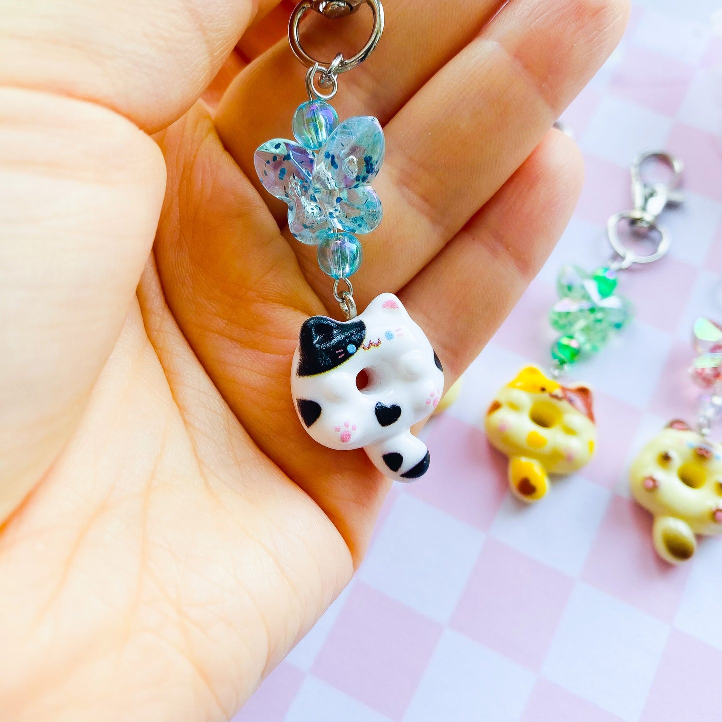 Cute Cat Donut Keychains