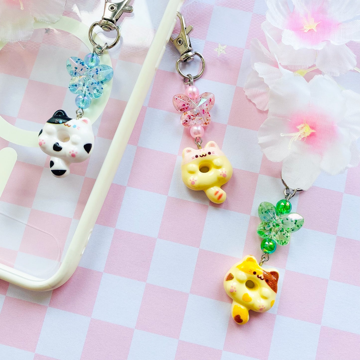 Cute Cat Donut Keychains