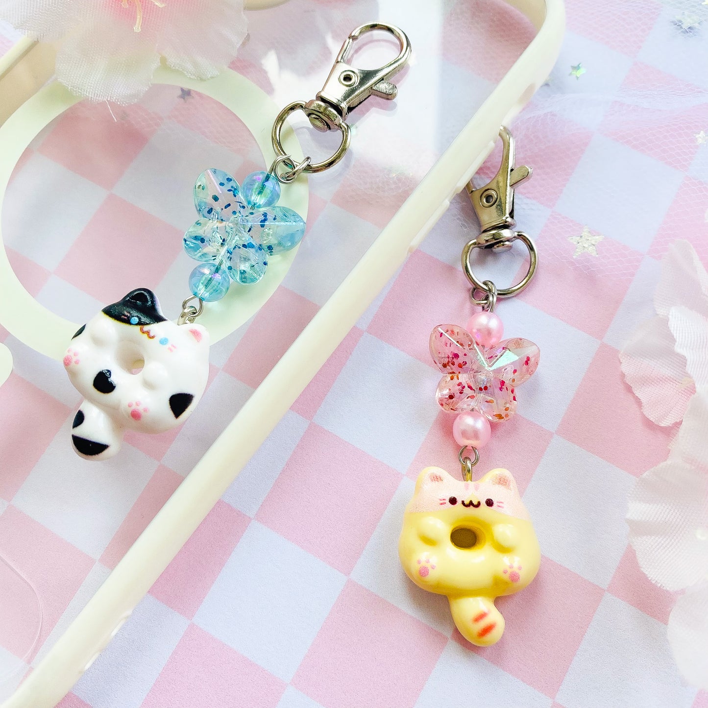 Cute Cat Donut Keychains