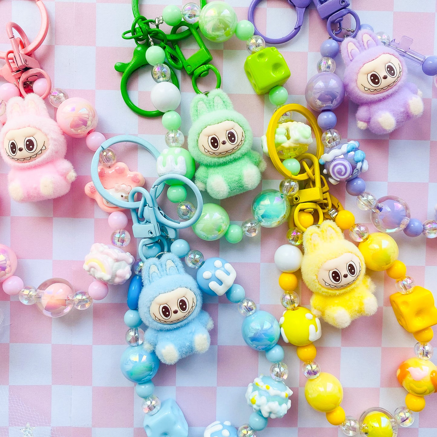 Beaded Labubu Wristlet Keychains