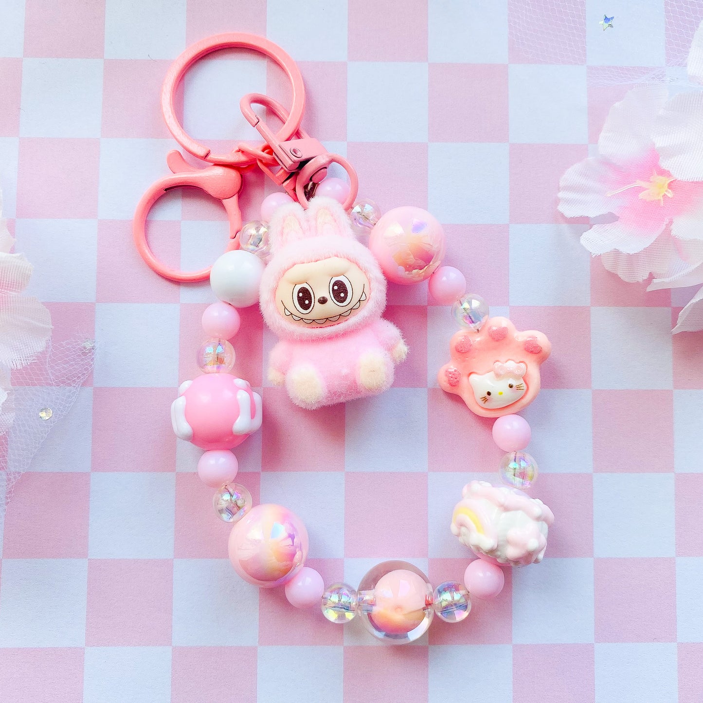 Beaded Labubu Wristlet Keychains