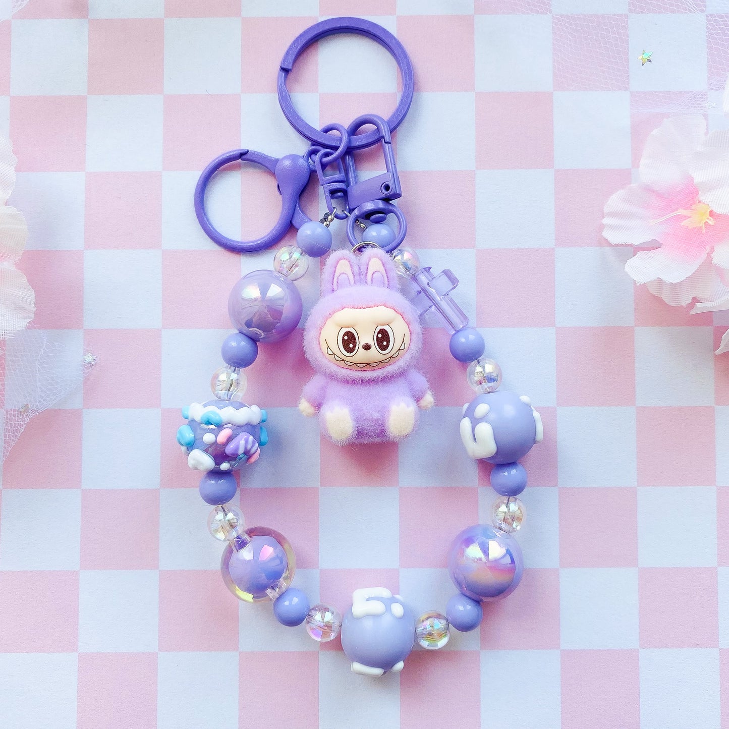 Beaded Labubu Wristlet Keychains