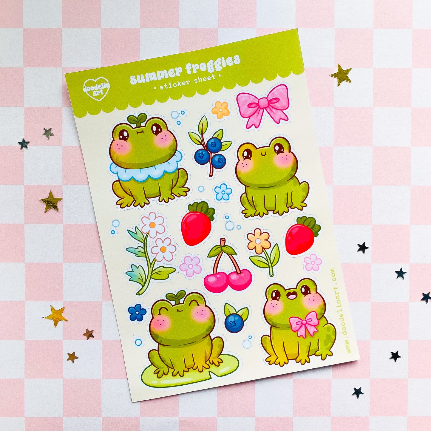 Cute Summer Frogs Sticker Sheet