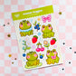 Cute Summer Frogs Sticker Sheet