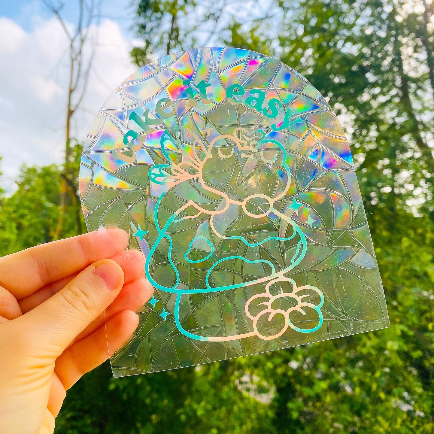 Take It Easy Frog Suncatcher Sticker