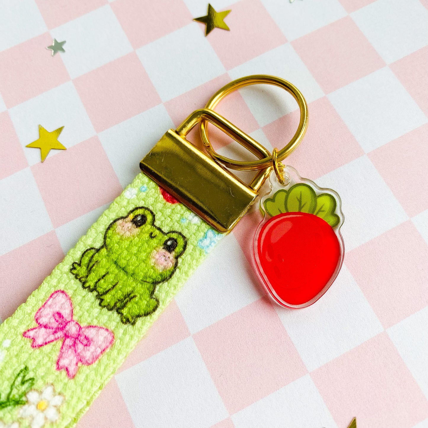 Summer Froggy Wristlet with Strawberry Charm