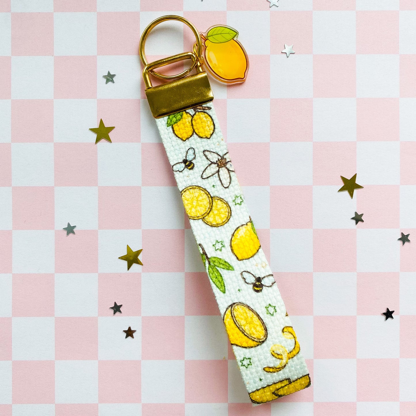 Zesty Lemons Wristlet with Lemon Charm