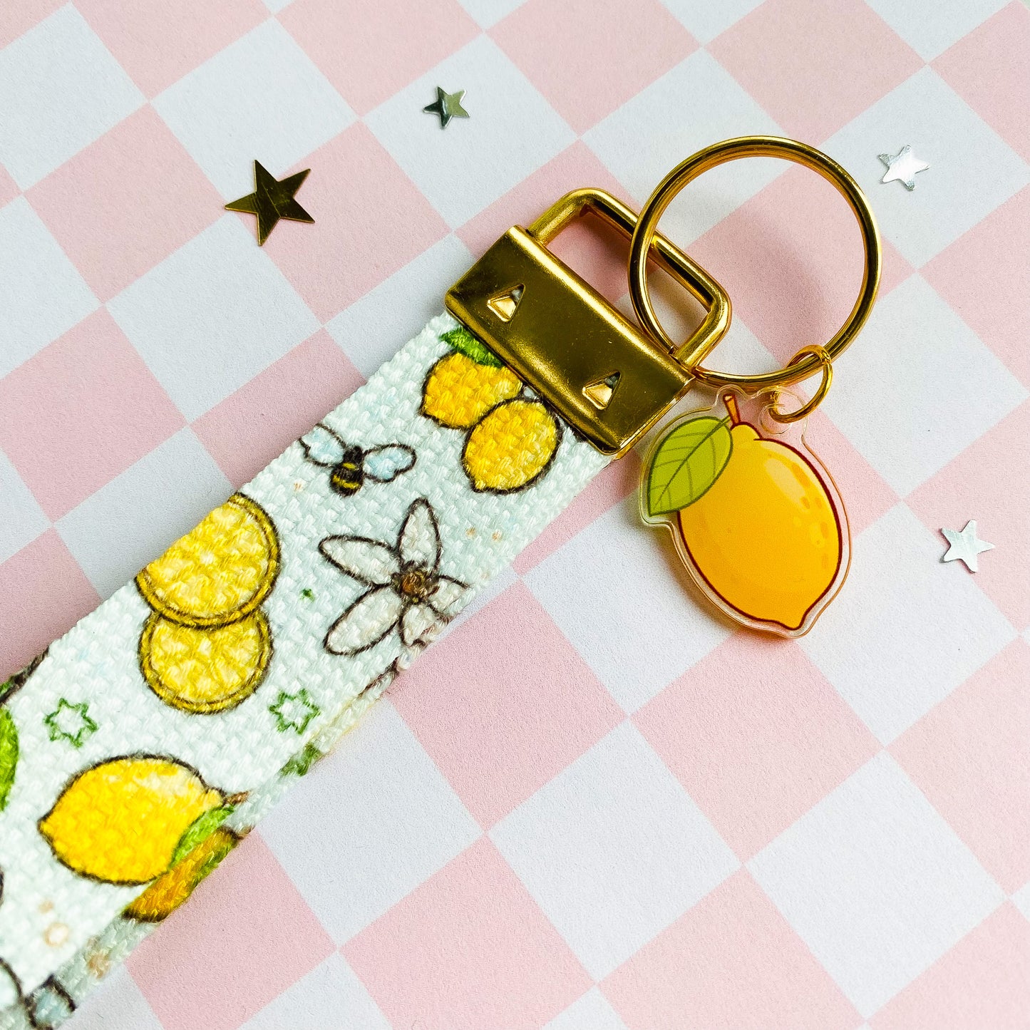 Zesty Lemons Wristlet with Lemon Charm