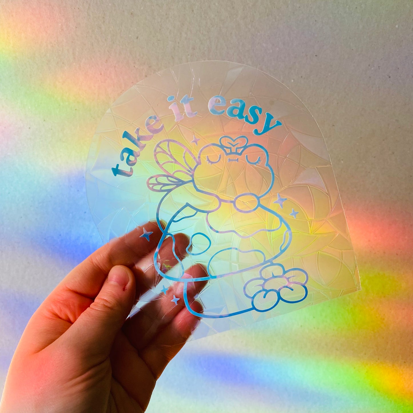 Take It Easy Frog Suncatcher Sticker