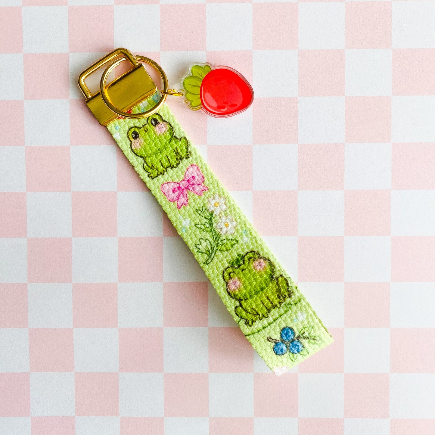 Summer Froggy Wristlet with Strawberry Charm