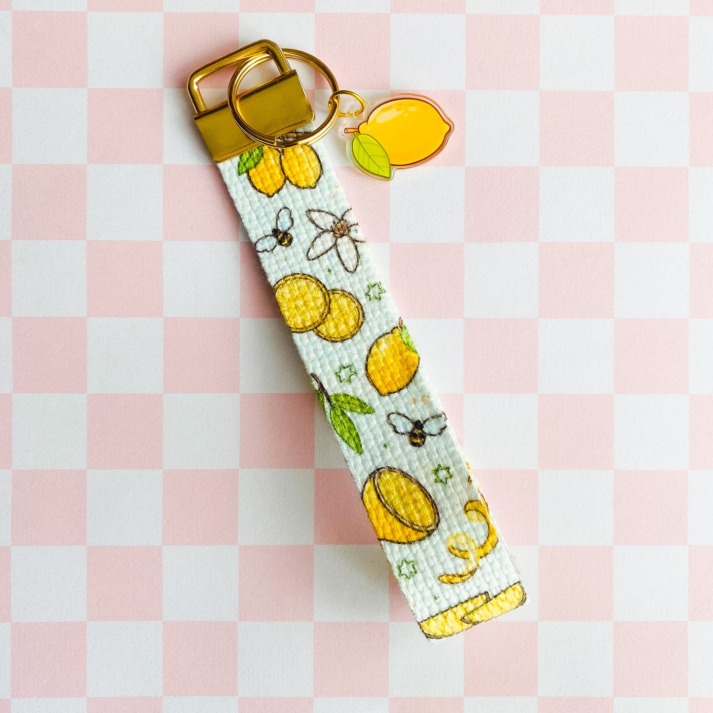 Zesty Lemons Wristlet with Lemon Charm