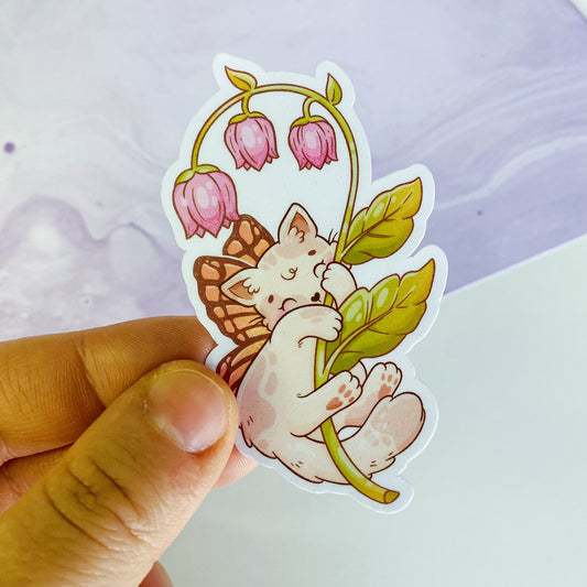 Butterfly Cat with Lilly of Valley Sticker