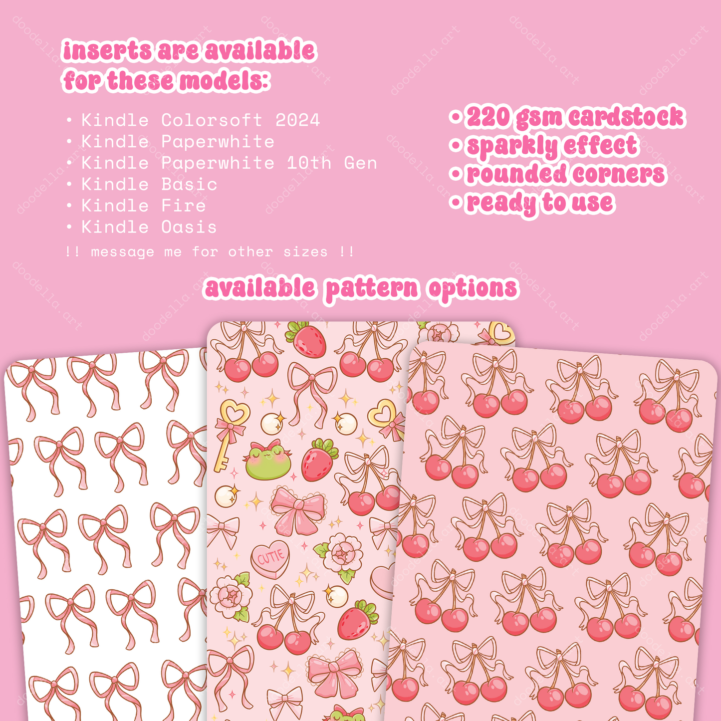 Coquette Bow & Cherries Kindle Insert