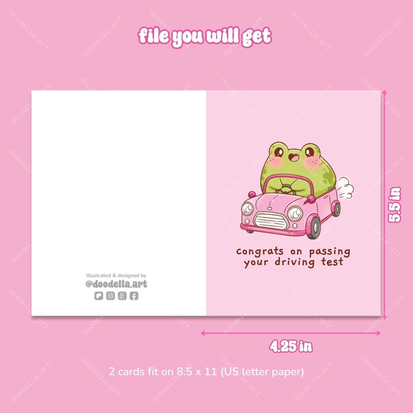 Printable New Driver Frog Greeting Card Bundle