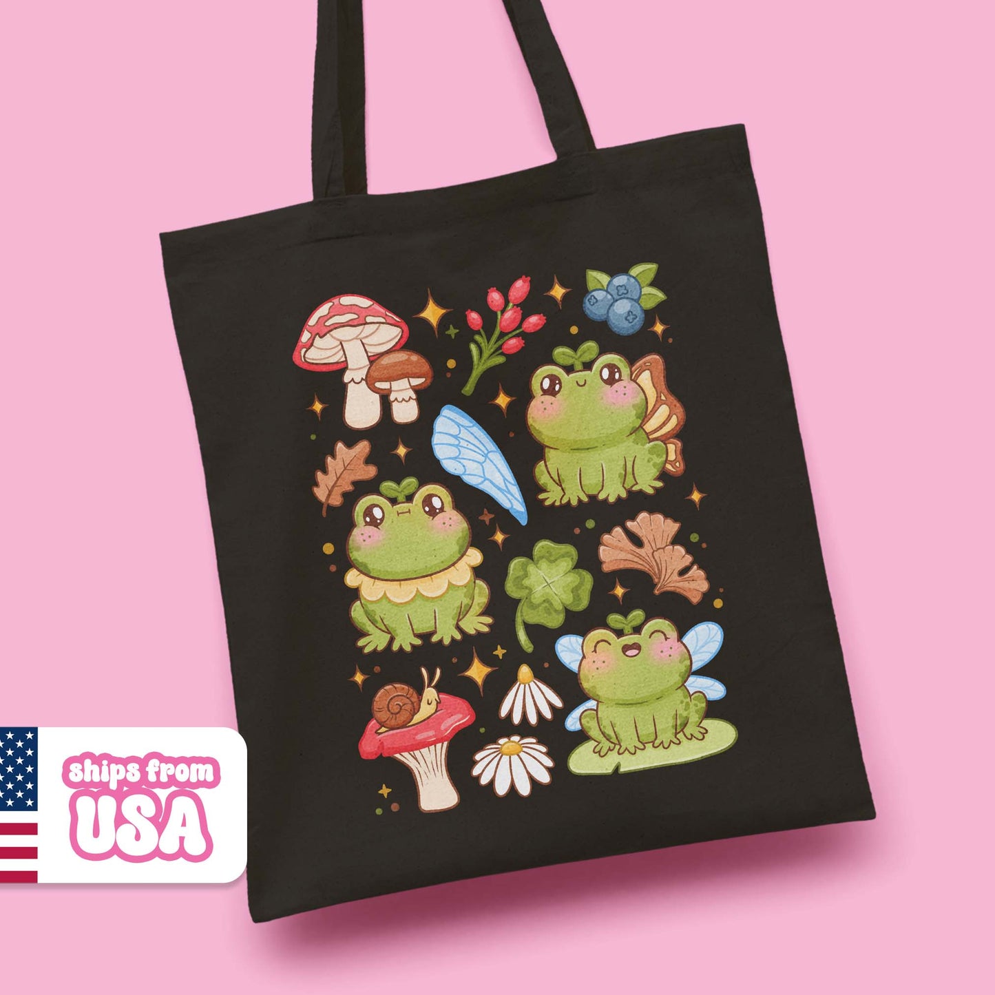 Forest Frog Fairies Cotton Canvas Tote Bag