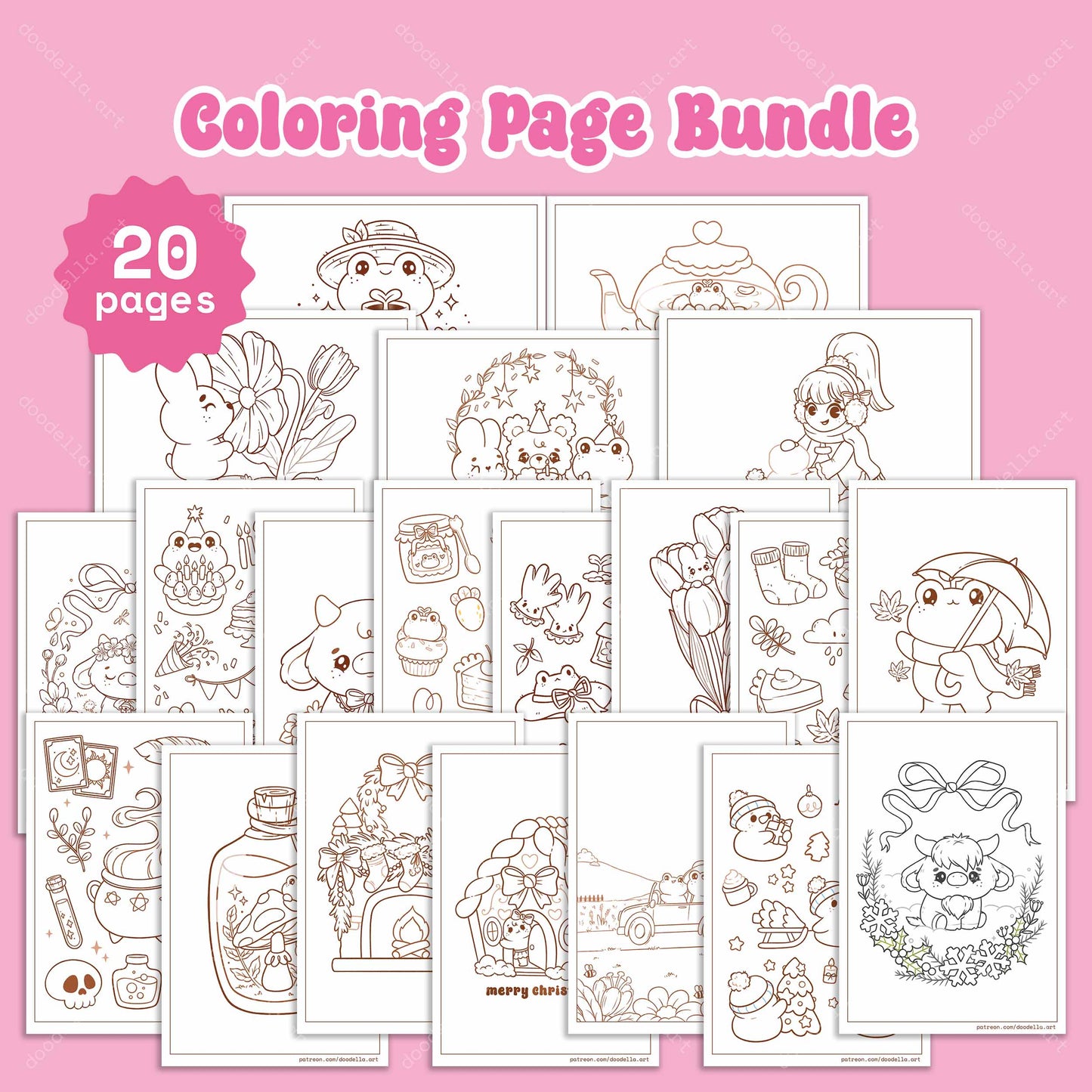 Illustrated Printable Coloring Pages - Patreon Exclusive Designs