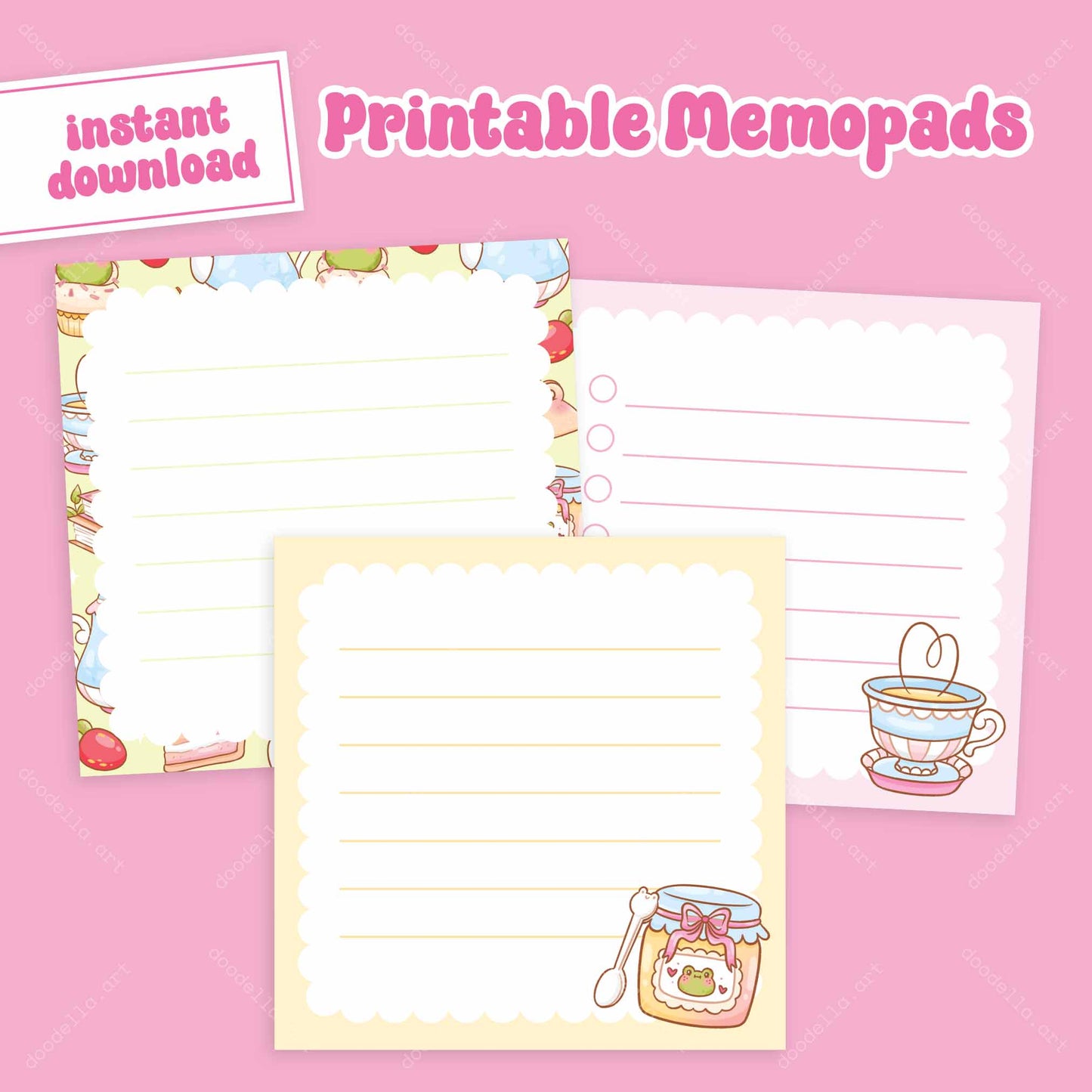 Tea Party Printable Memo Pads - August 2024
