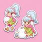 Cute Winter Girl Making Snowman Stickers - December 2024