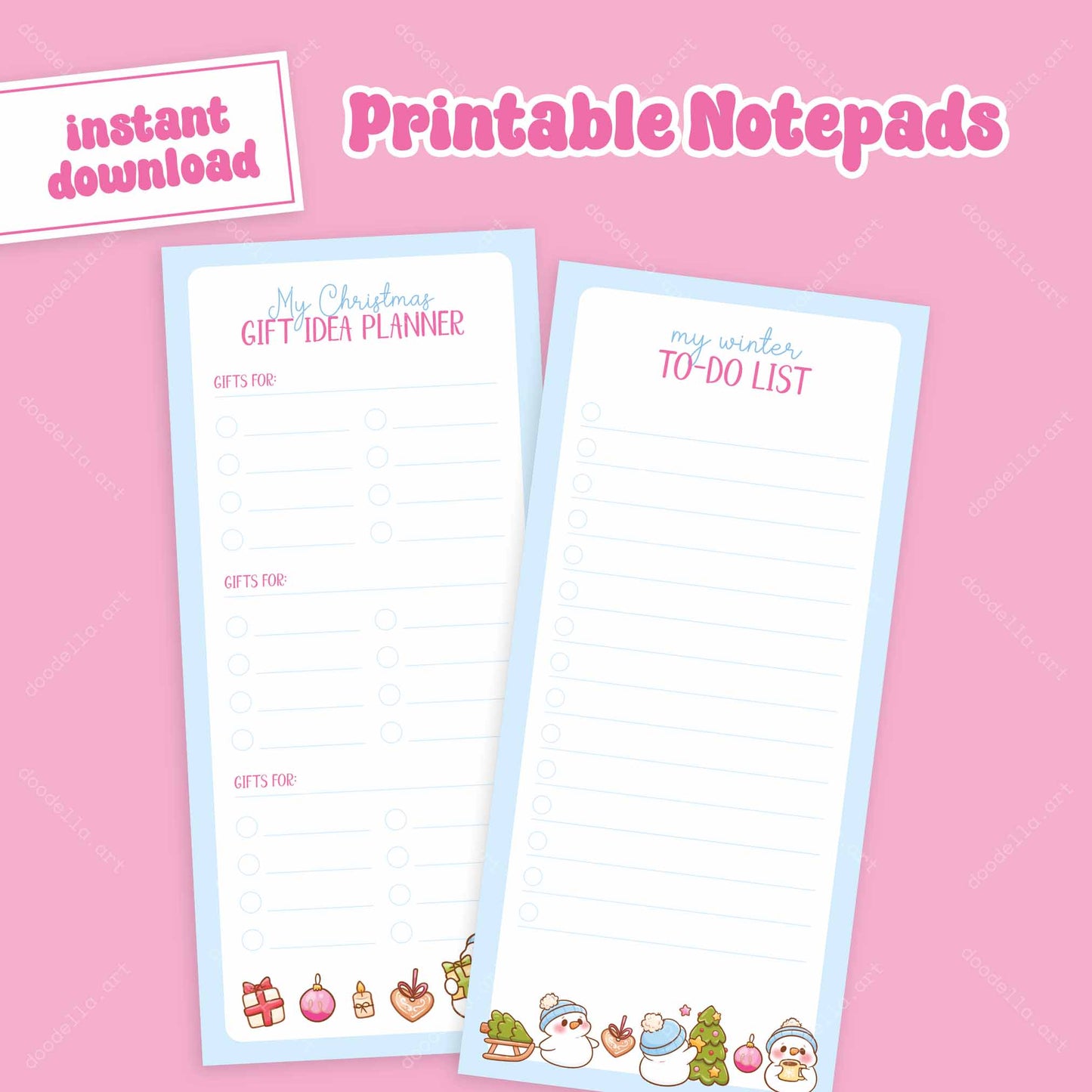 Festive Winter Printable Note Pads - December 2024