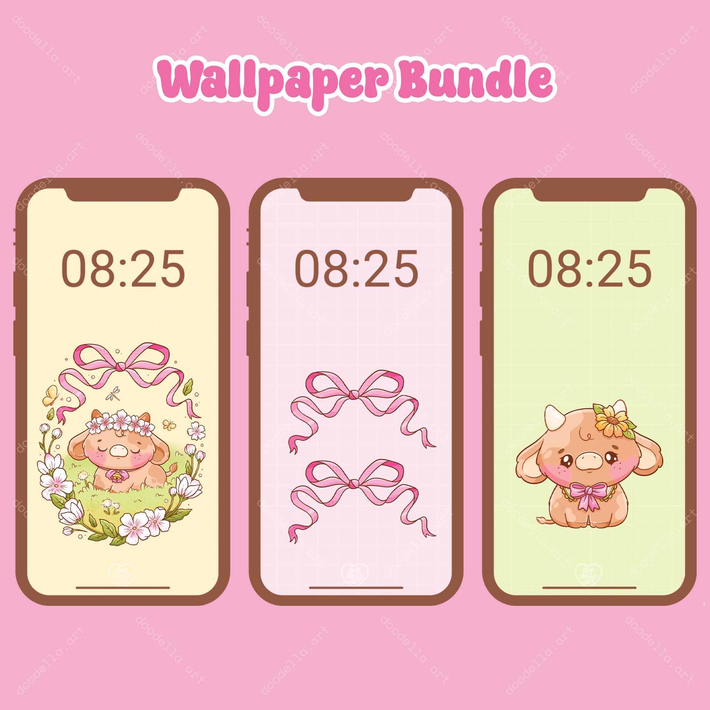 Coquette Cows Phone Wallpaper Bundle - May 2024