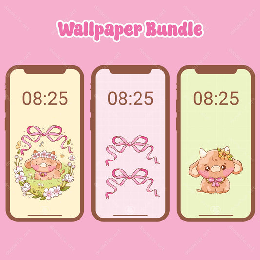 Coquette Cows Phone Wallpaper Bundle - May 2024