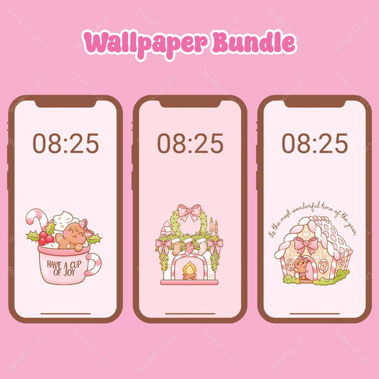 Coquette Christmas Phone Wallpaper Bundle - November 2024