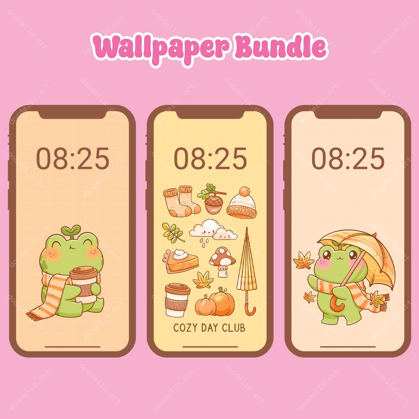 Fall Froggy Phone Wallpaper Bundle - October 2024
