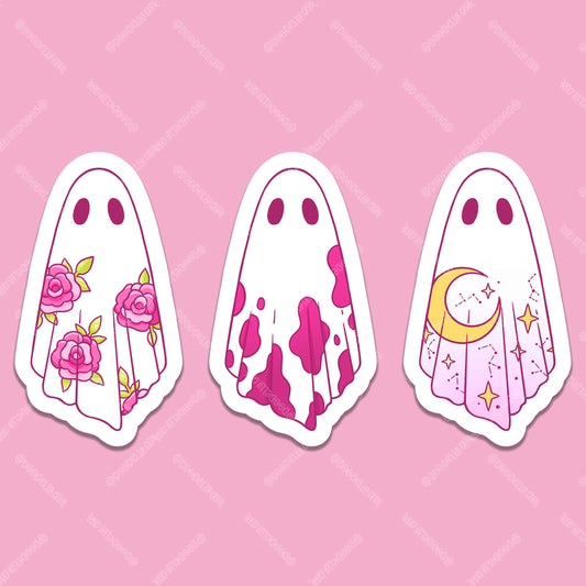 Rose, Cow and Moon Pattern Ghost Sticker