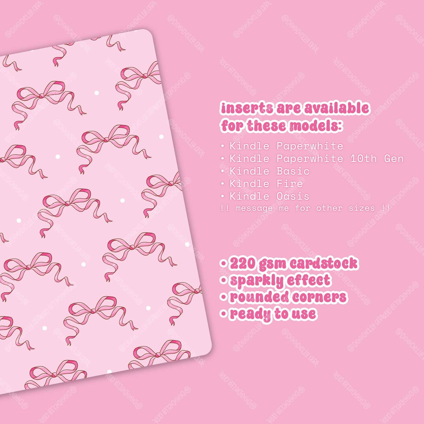 Pink Coquette Bows Kindle Insert