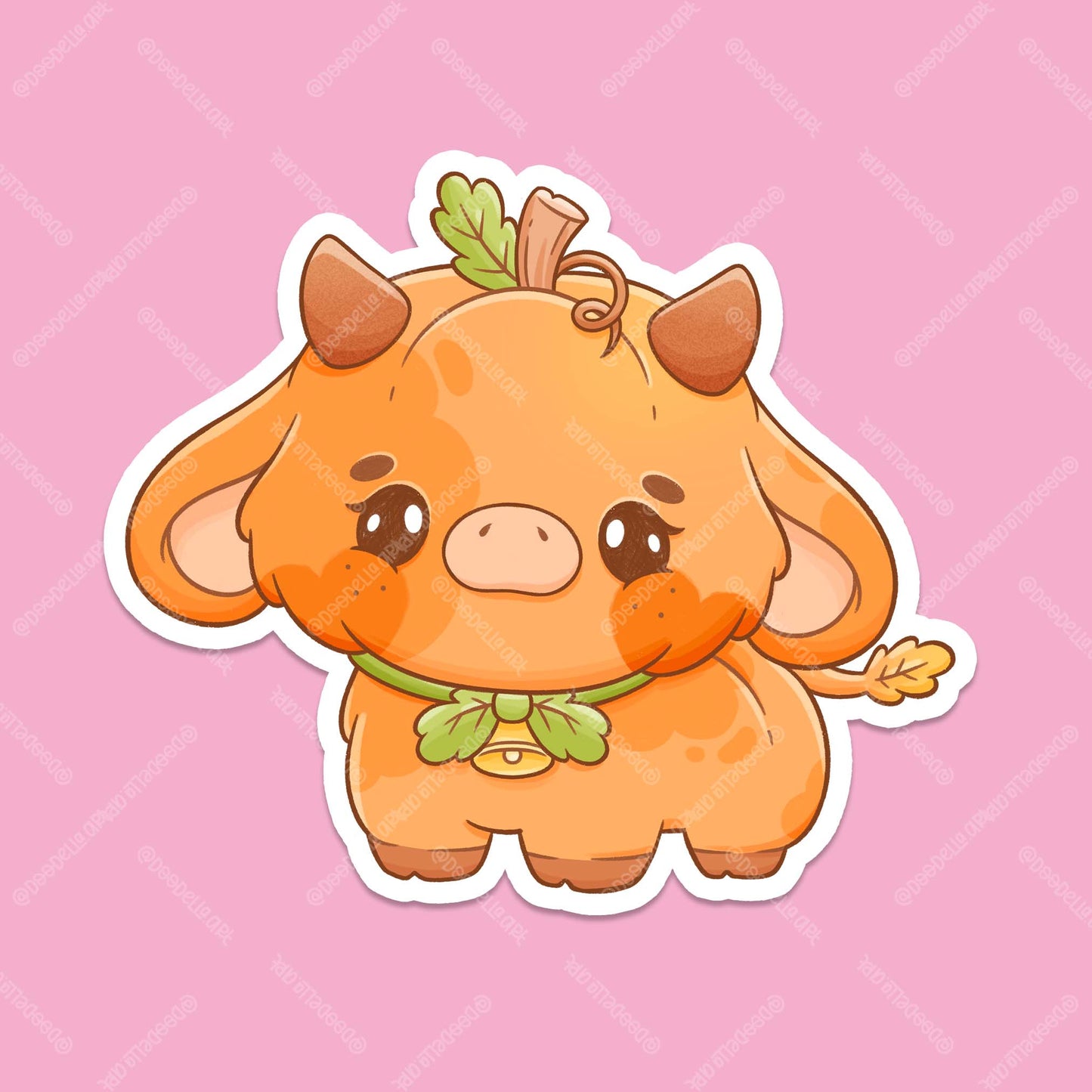Cute Pumpkin Cow Sticker