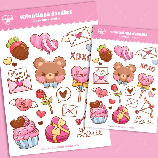 Valentine Doodles Sticker Sheet