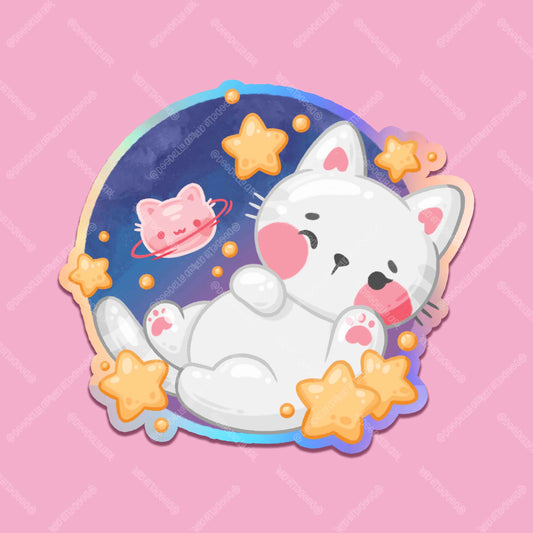 Space Kitty in Space Sticker