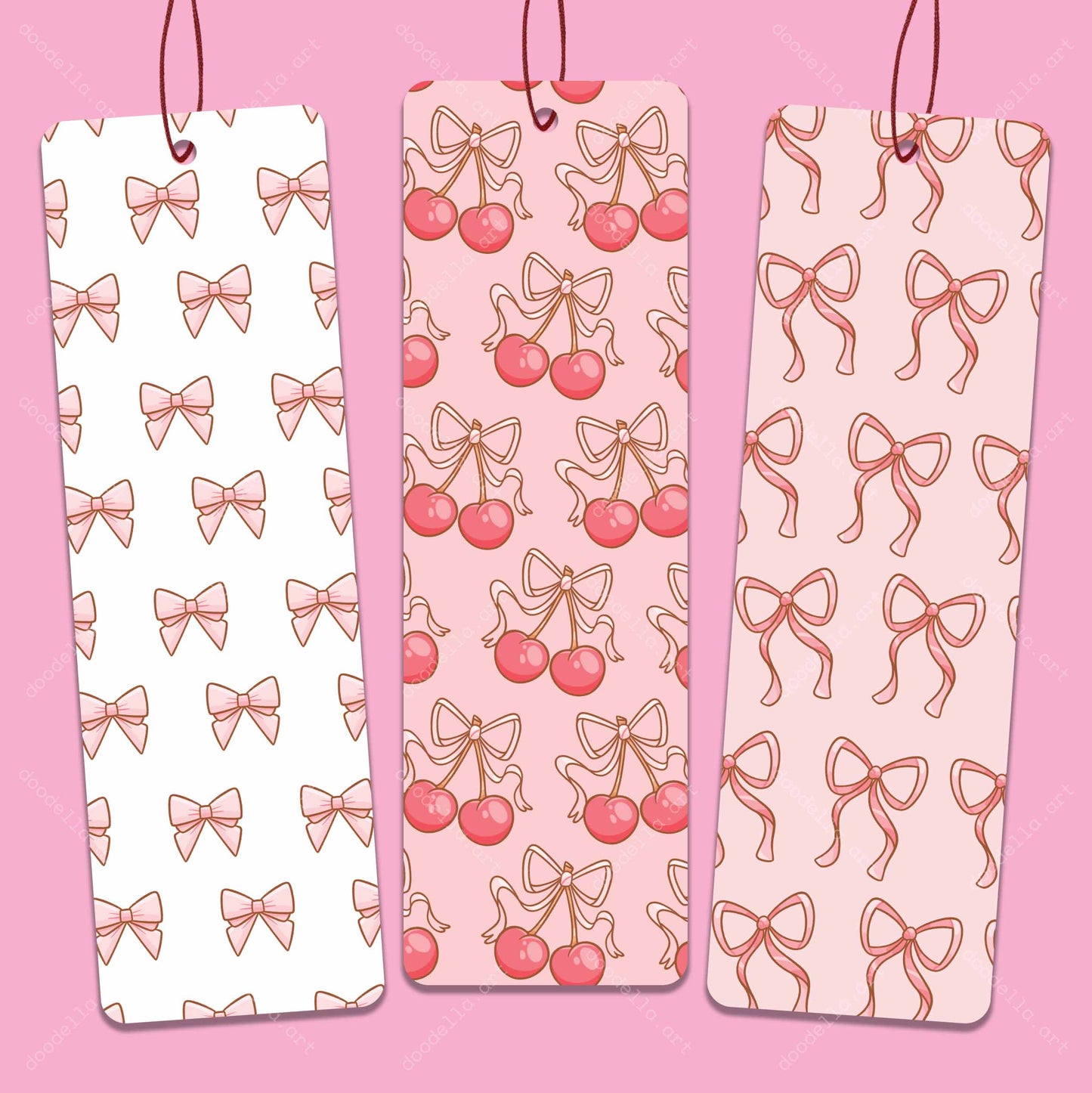 Coquette Bows & Cherries Bookmark