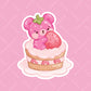 Strawberry Teddy Bear on Cake Sticker