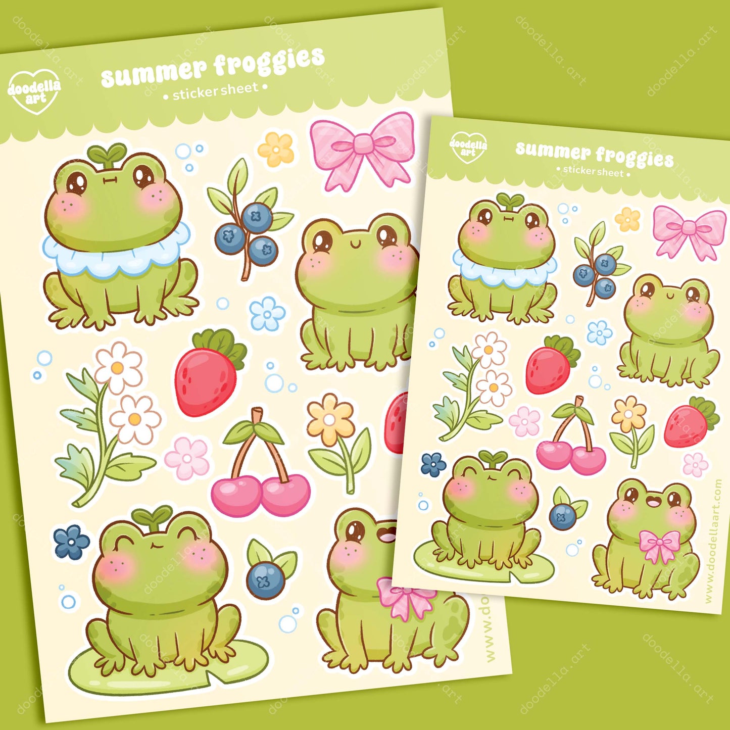 Cute Summer Frogs Sticker Sheet