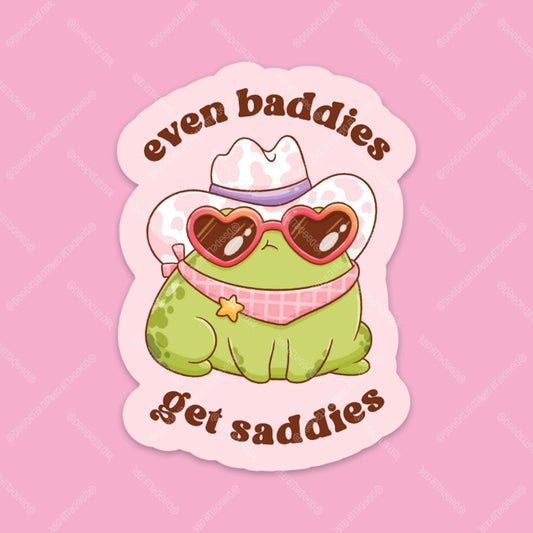 Even Baddies Get Saddies Cowboy Frog Sticker