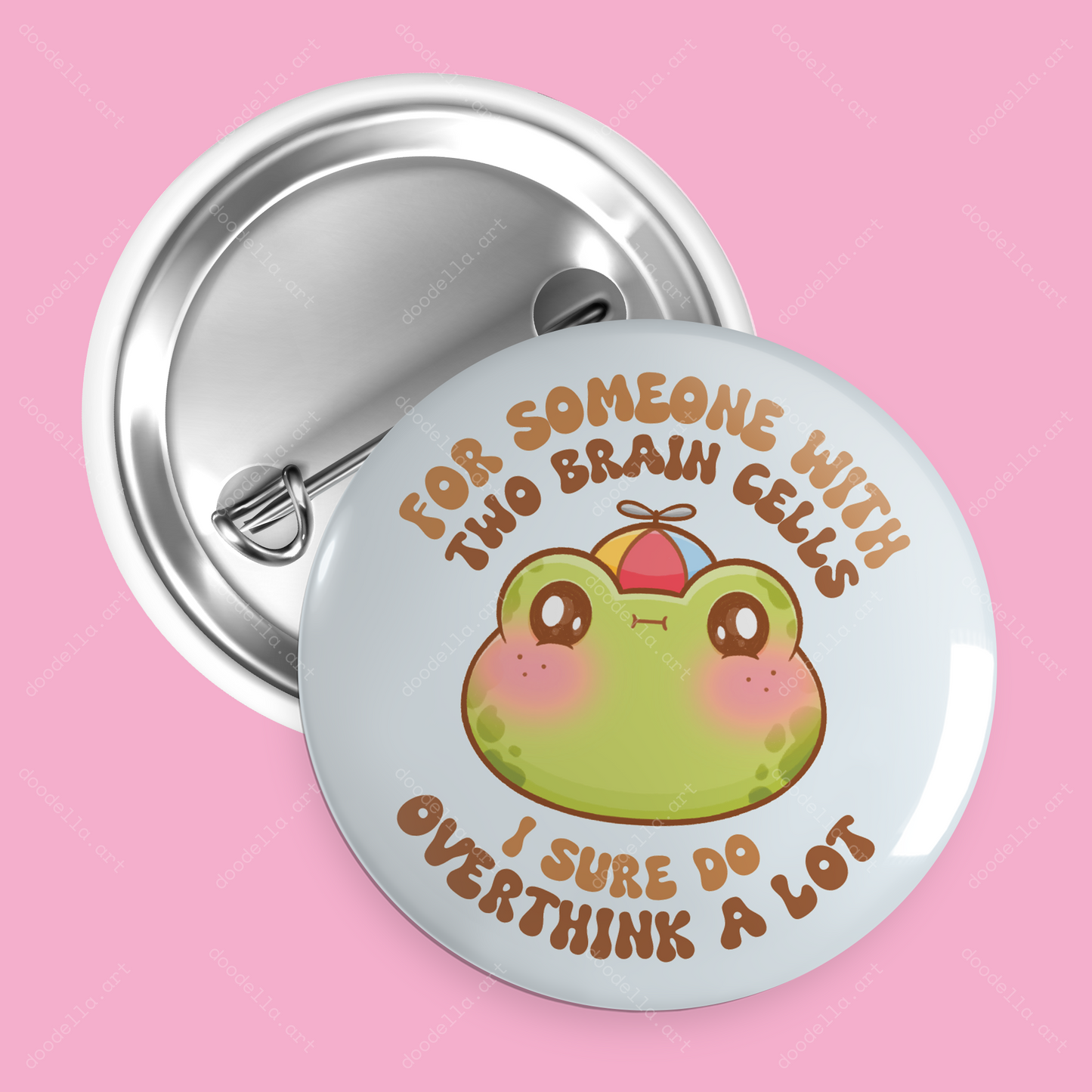 Overthinker Frog Button Pin