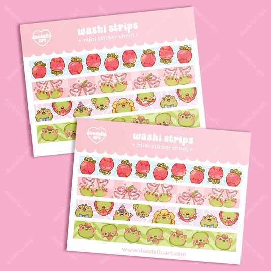 Fun Froggy and Berry Washi Strip Sticker Sheet