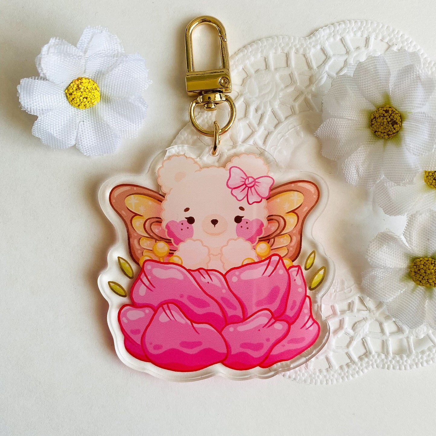 Flower Fairy Bear Keychain