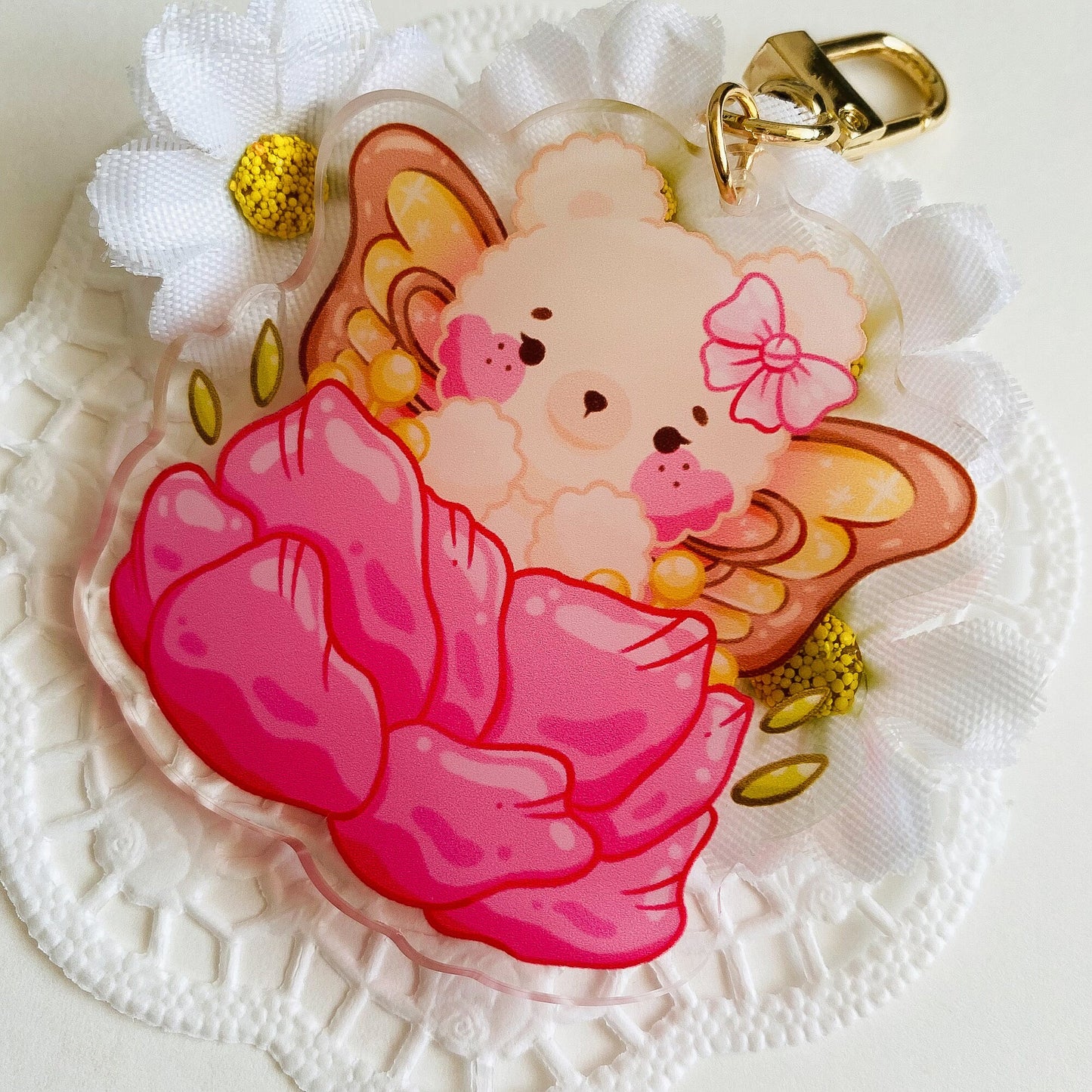 Flower Fairy Bear Keychain