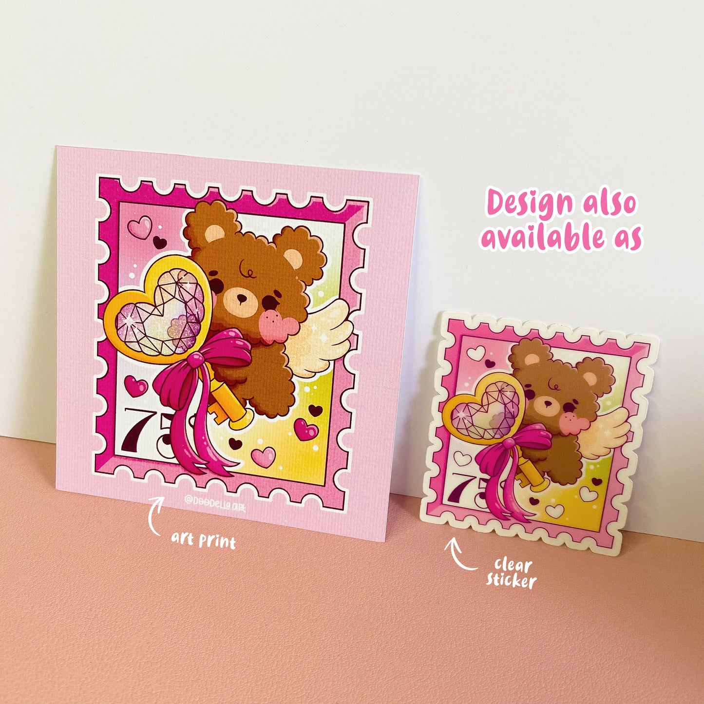 Teddy Bear Cupid Postmark Sticker