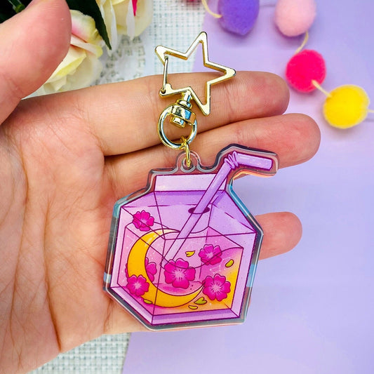 Moon Drink Rainbow Acrylic Keychain