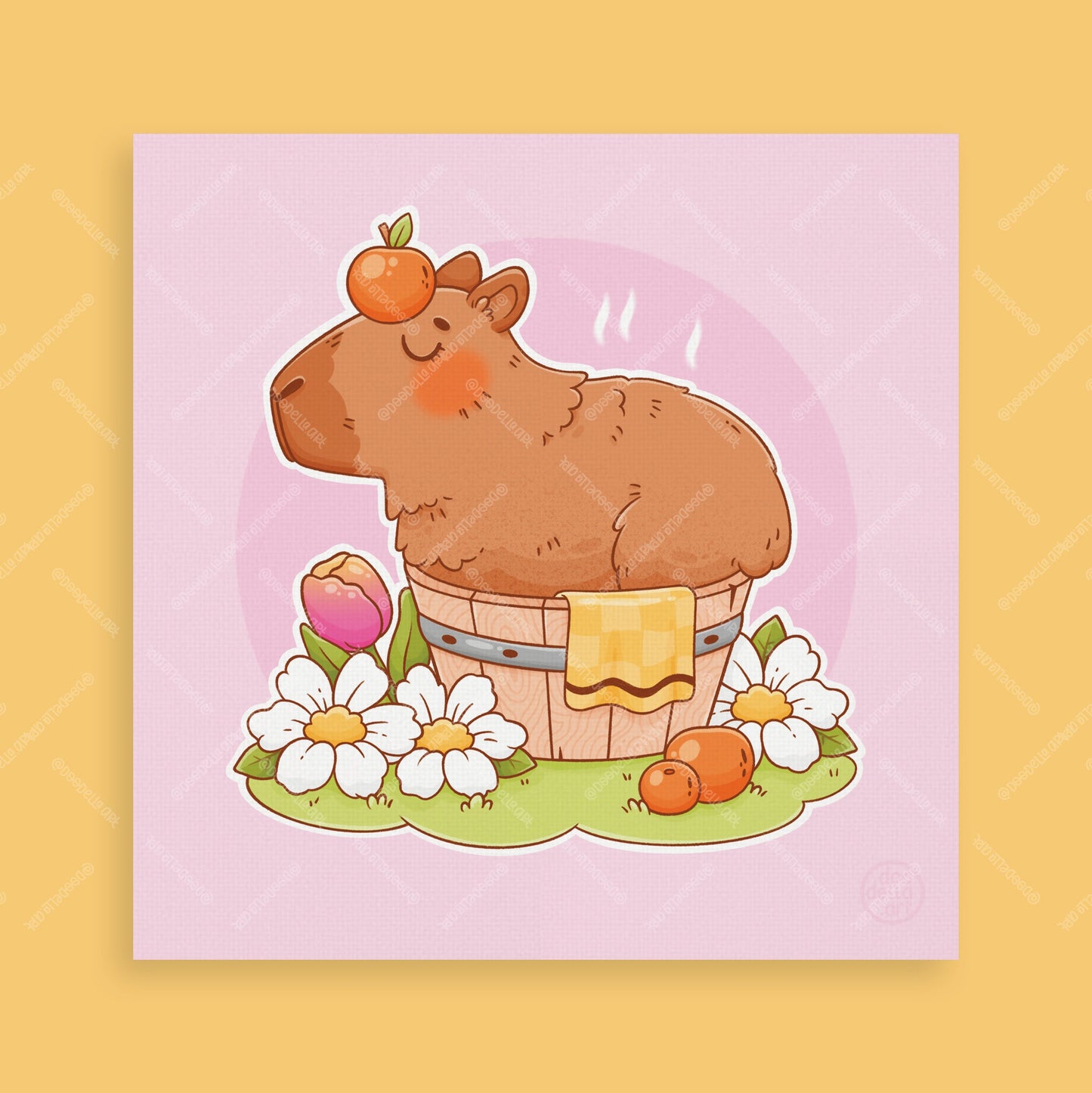 Capybara Hot Tub Art Print