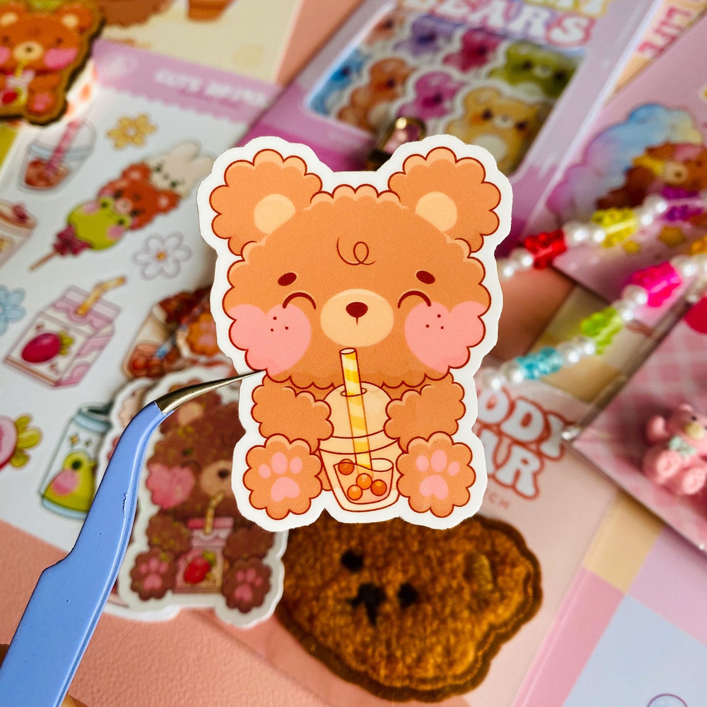 Milk Boba Tea Teddy Bear Sticker